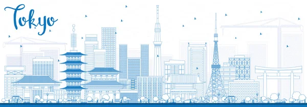 Esquema de Tokyo Skyline con edificios azules . — Vector de stock