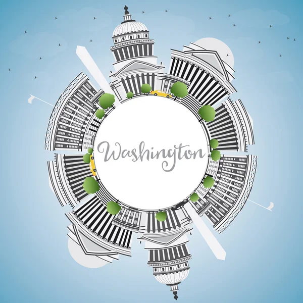 Washingtoner Skyline mit grauen Gebäuden und Kopierraum. — Stockvektor