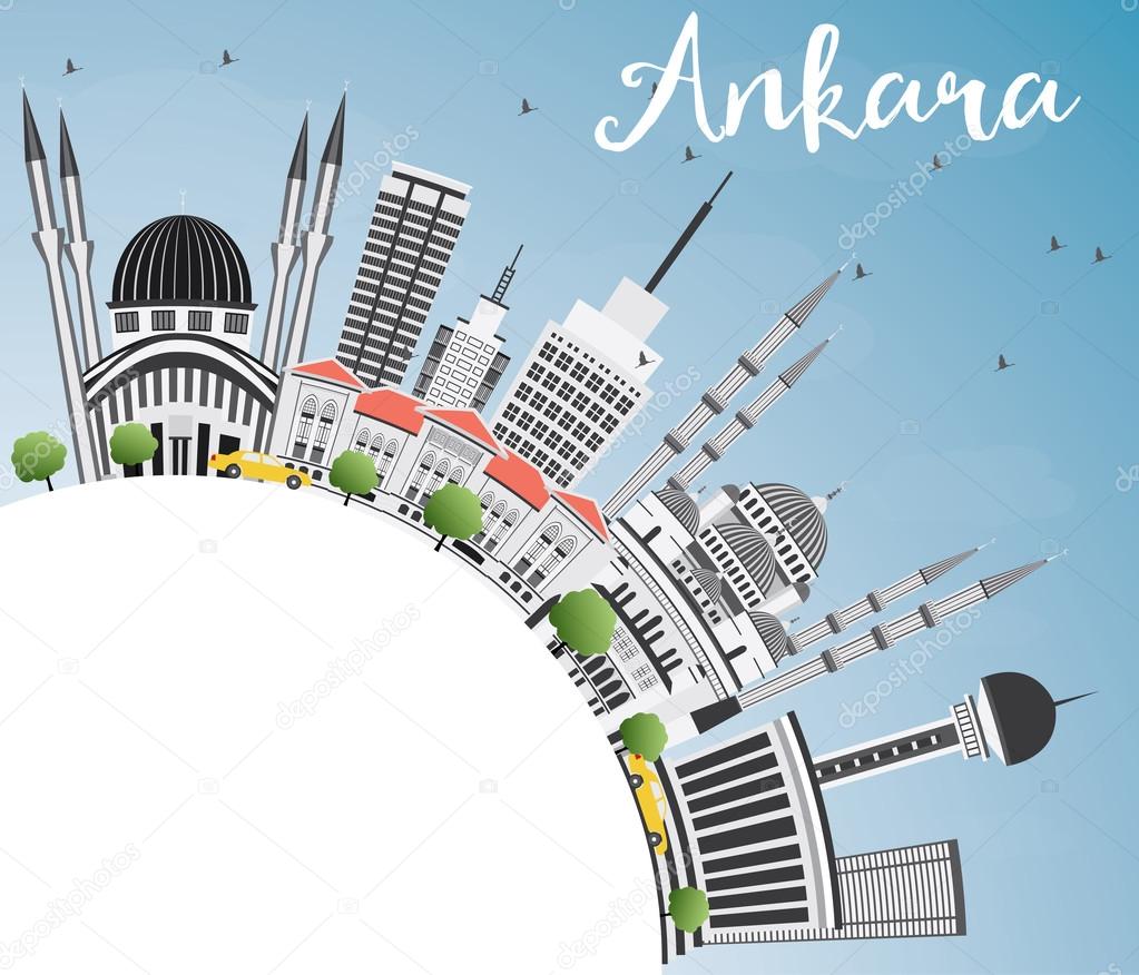Ankara Skyline with Gray Buildings, Blue Sky and Copy Space. 