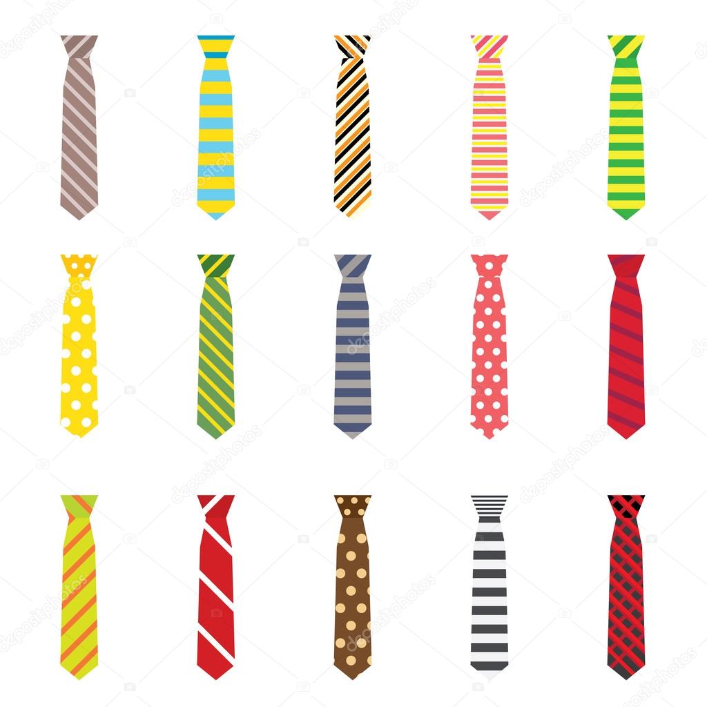 Set of Ties Isolated on White Background.