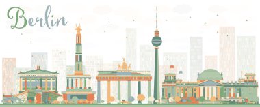 Soyut Berlin siluetinin renk binalar.