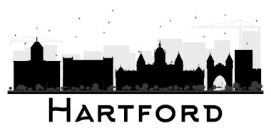 Hartford şehir manzarası siyah beyaz siluet.
