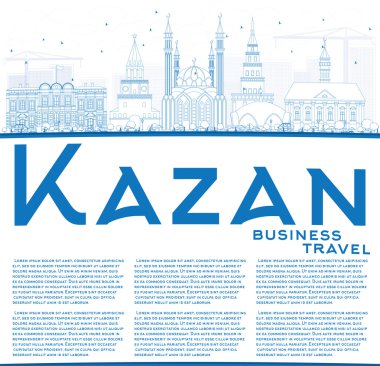 Anahat Kazan manzarası ile mavi binalar ve kopya alanı.