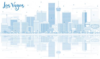 Anahat Las Vegas siluetinin mavi binalar ve yansımalar.