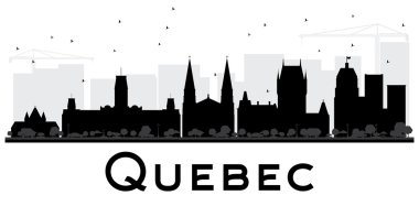Quebec City skyline siyah beyaz siluet.