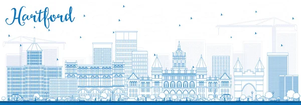 Контур Hartford Skyline с голубыми зданиями . — стоковый вектор