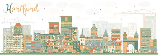 Resumen Hartford Skyline con edificios de color . — Archivo Imágenes Vectoriales