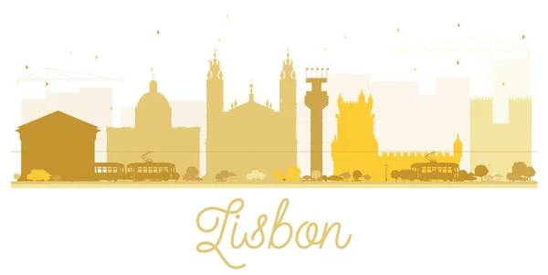 Lisszabon város skyline arany sziluett. — Stock Vector