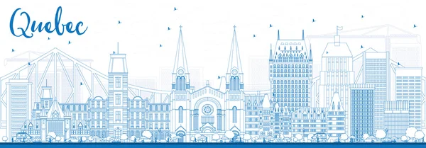 Obrys Quebec Panorama s modrou budov. — Stockový vektor