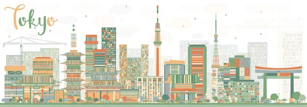 Resumen Tokyo Skyline con edificios de colores . — Vector de stock