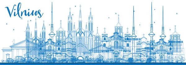 Outline Vilnius Skyline with Blue Landmarks. — Stock vektor