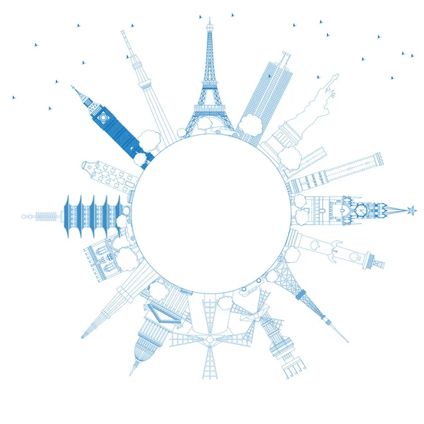 Overzicht reizen Concept over de hele wereld met beroemde Internationa — Stockvector