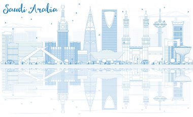 Anahat Suudi Arabistan manzarası ile mavi simge ve yansımalar