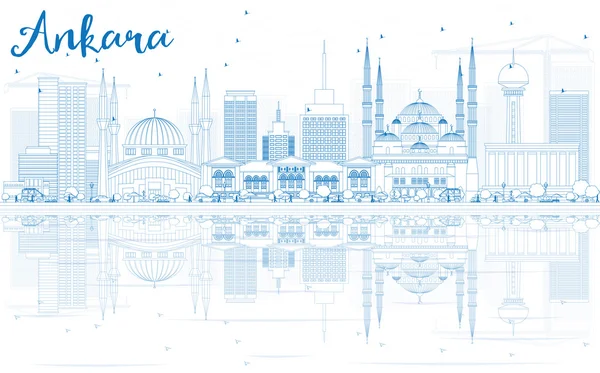 Découvrir Ankara Skyline avec des bâtiments bleus et des reflets . — Image vectorielle