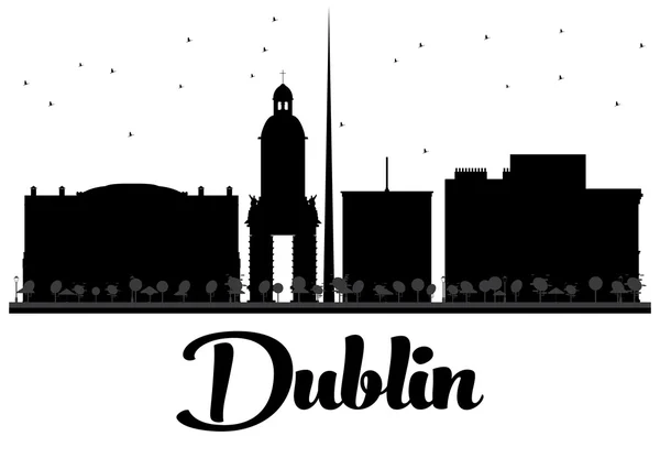 Dublin City Panorama černou a bílou siluetu. — Stockový vektor