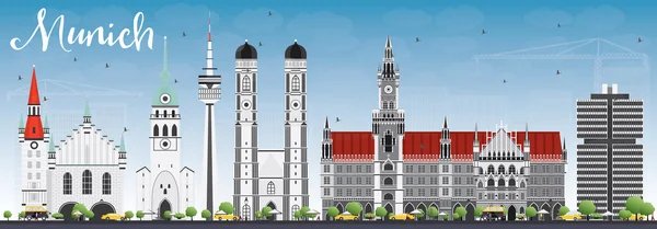 Мюнхен Skyline with Gray Buildings and Blue Sky . — стоковый вектор