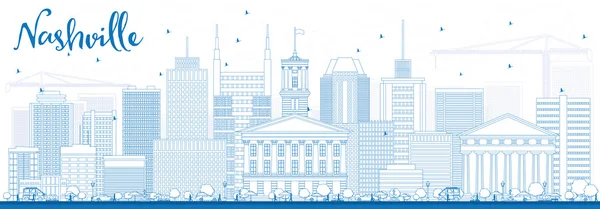 Kontur Nashville Skyline med blå byggnader. — Stock vektor
