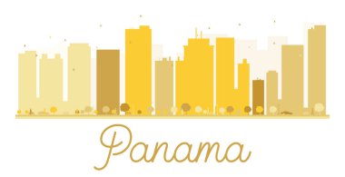 Panama City skyline altın siluet.