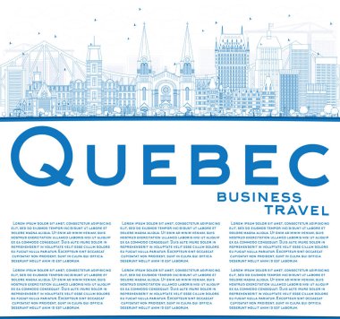 Anahat Quebec manzarası ile mavi binalar ve kopya alanı.