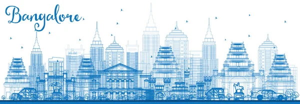 Osnovy Bangalore Panorama s modrou budov. — Stockový vektor