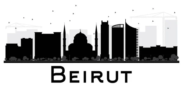 Beirut City skyline silueta en blanco y negro . — Archivo Imágenes Vectoriales