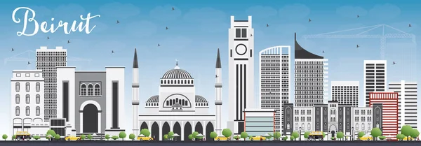 Beirut Skyline con edificios grises y cielo azul . — Vector de stock