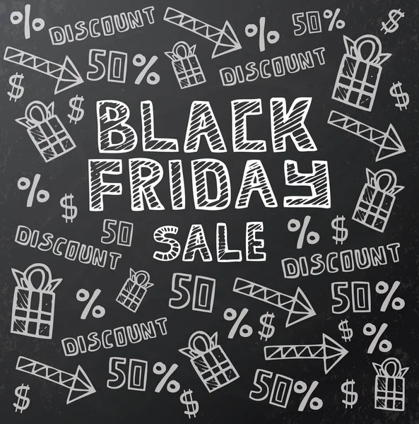 Black Friday Sale Background on Dark Chalkboard. — Stock Vector