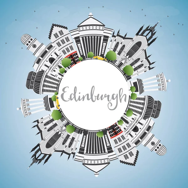 Edinburgh Skyline with Gray Buildings, Blue Sky and Copy Space. — Stock Vector