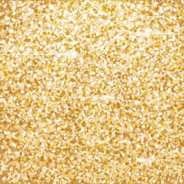 Goldene Glitzertextur mit Lichtern. — Stockvektor