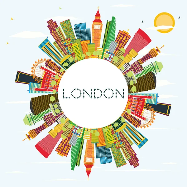 Abstract London Skyline with Color Buildings and Copy Space. — Stock Vector