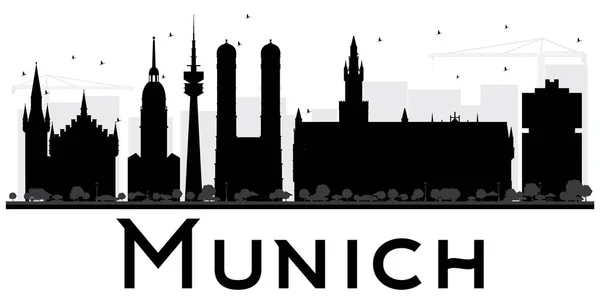 Munich City skyline silhueta em preto e branco . —  Vetores de Stock