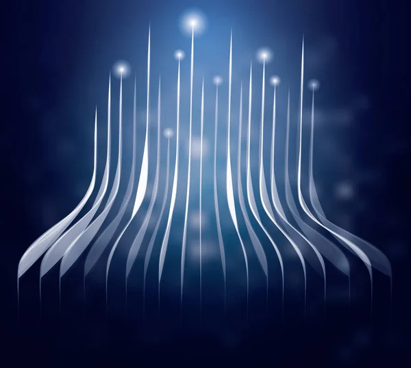 Lignes néons bleus et lumières montantes . — Image vectorielle