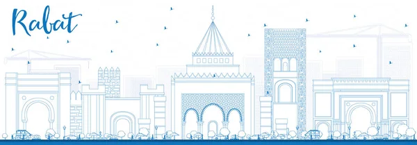 Esquema de Rabat Skyline con edificios azules . — Vector de stock