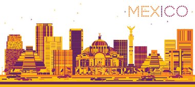 Mexico Skyline with Color Buildings. clipart