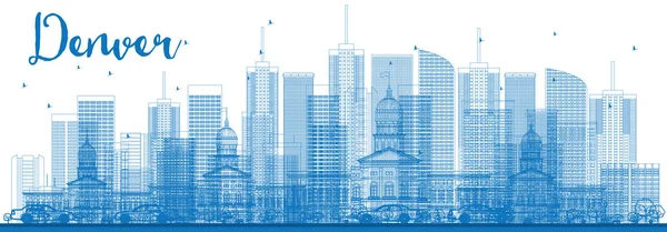 Plan d'ensemble Denver Skyline avec bâtiments bleus . — Image vectorielle