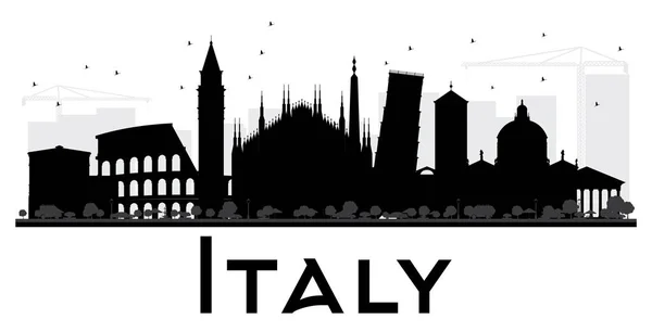 Італія skyline чорний і білий силует. — стоковий вектор