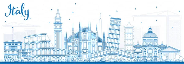 Outline Italia Skyline con Blue Landmarks . — Vettoriale Stock