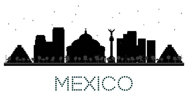 メキシコ シティの黒と白のスカイライン シルエット. — ストックベクタ