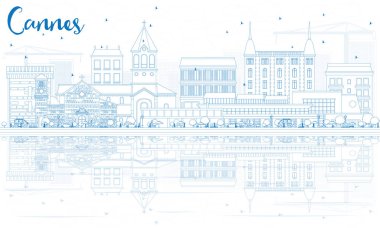 Anahat Cannes manzarası ile mavi binalar ve yansımalar.