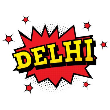 Delhi. Pop sanat tarzı komik metin. 