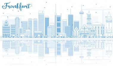 Anahat Frankfurt manzarası ile mavi binalar ve yansımalar.