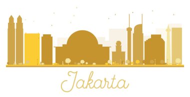 Jakarta şehir manzarası altın siluet.
