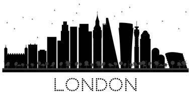 London City skyline siyah beyaz siluet. 