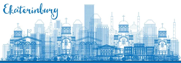 Esquema de Ekaterinburg Skyline con edificios azules . — Archivo Imágenes Vectoriales