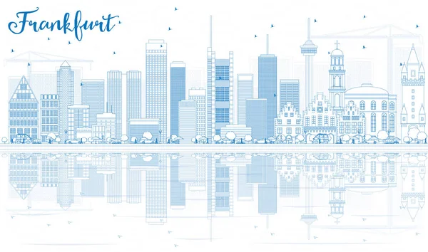 Plan de Francfort Skyline avec bâtiments bleus et reflets . — Image vectorielle