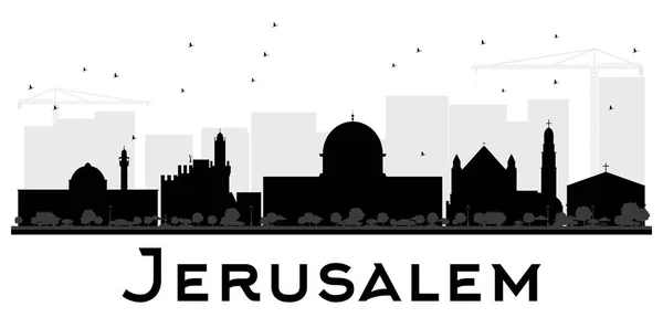 Ciudad de Jerusalén skyline silueta en blanco y negro . — Archivo Imágenes Vectoriales