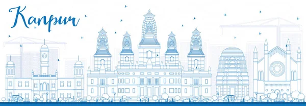 Outline Kanpur Skyline con edifici blu . — Vettoriale Stock