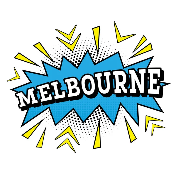 Melbourne. Texto cómico en estilo Pop Art . — Vector de stock