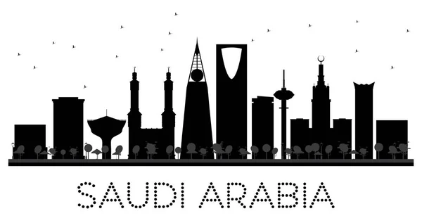 Saudi Arabia skyline black and white silhouette. — Stock Vector