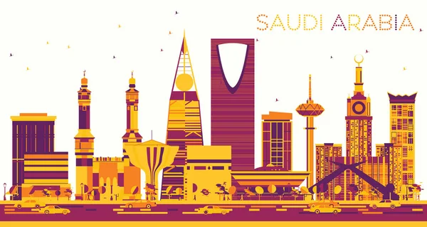 Abstract Saudi Arabia Skyline with Color Landmarks. — Stock Vector